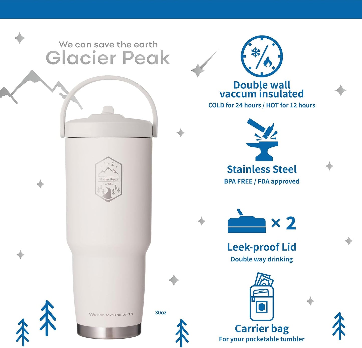 30 oz Insulated Tumbler & water bottle holder- Large Capacity Coffee Travel Mug - Spill-Proof Lid - Travel Coffee Tumbler - Durable Stainless Steel - Ideal for Work, Outdoor, Commute