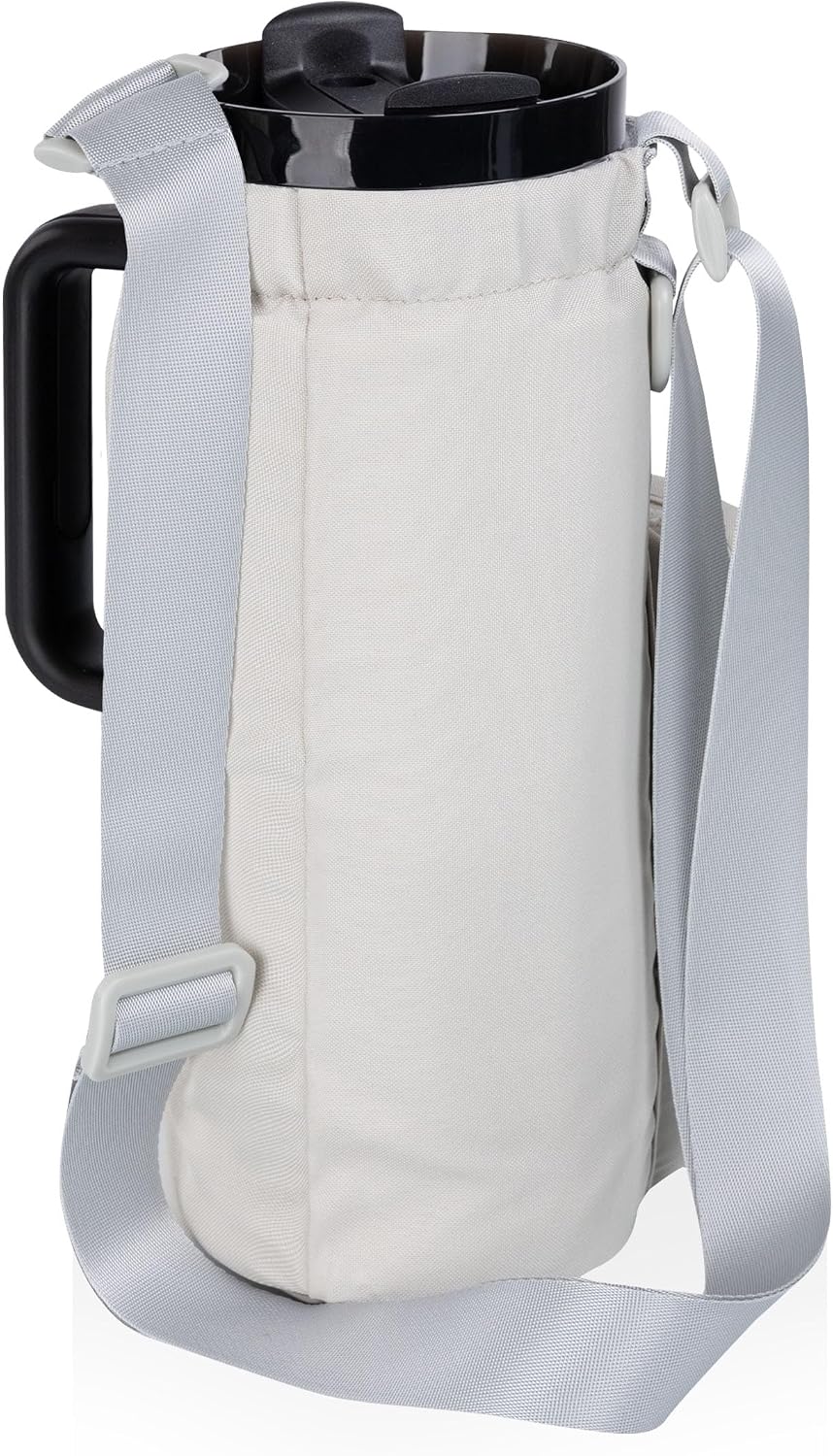 PICNIC TIME Eclipse Tumbler Tote with 40oz Stainless Travel Mug, Eco-Friendly Water Bottle Sling Bag, Crossbody Cup Holder with Phone Pocket & Strap, Recycled Fabric Drink Carrier & Tote (Black)