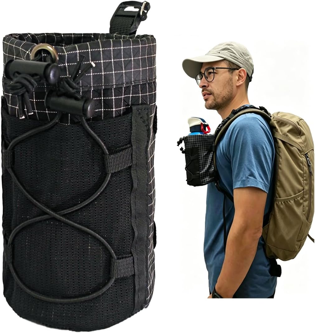 Cactus-24 Ultralight Water Bottle Pouch for Backpack - Fits 8-24oz, Hands-Free Hydration Pack for Camping & Hiking