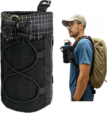 Cactus-24 Ultralight Water Bottle Pouch for Backpack - Fits 8-24oz, Hands-Free Hydration Pack for Camping & Hiking