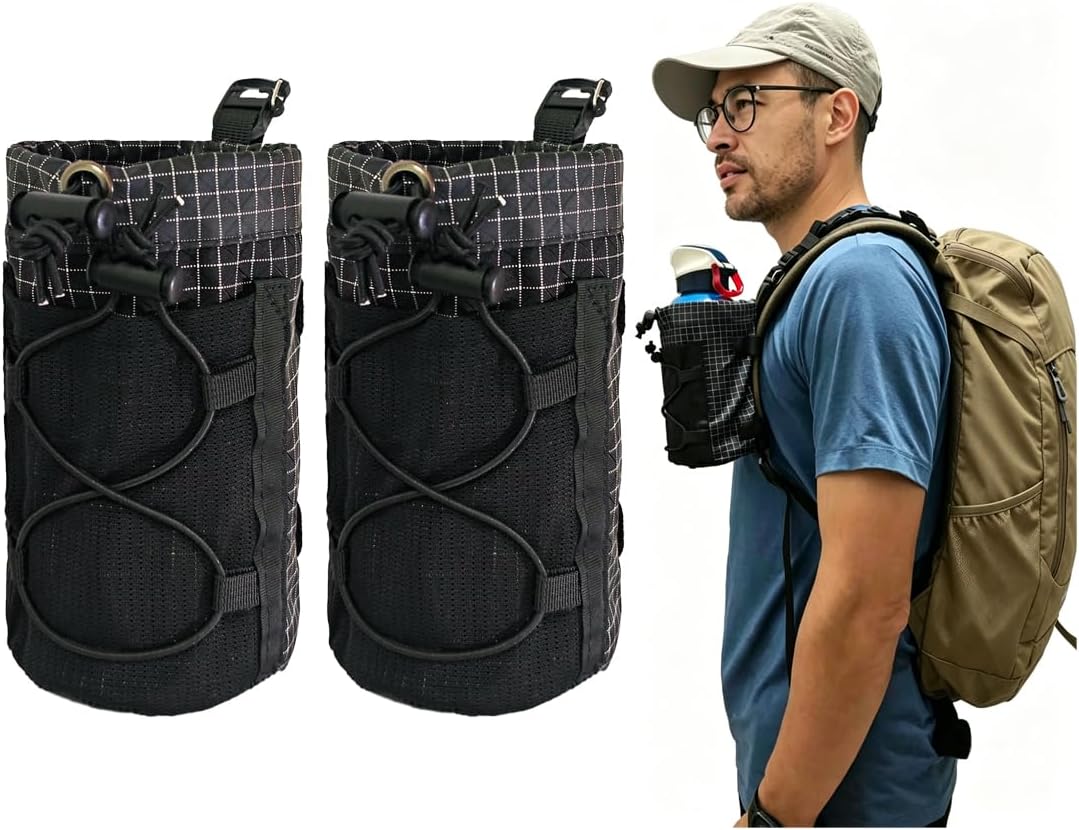 Cactus-24 Ultralight Water Bottle Pouch for Backpack - Fits 8-24oz, Hands-Free Hydration Pack for Camping & Hiking