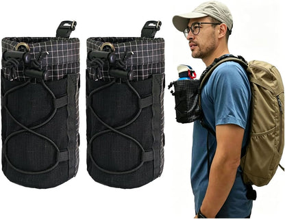 Cactus-24 Ultralight Water Bottle Pouch for Backpack - Fits 8-24oz, Hands-Free Hydration Pack for Camping & Hiking