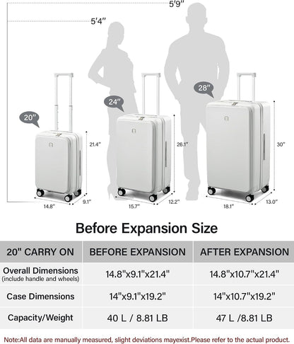 20 Inch Expandable Carry On Luggage 22x14x9 Airline Approved