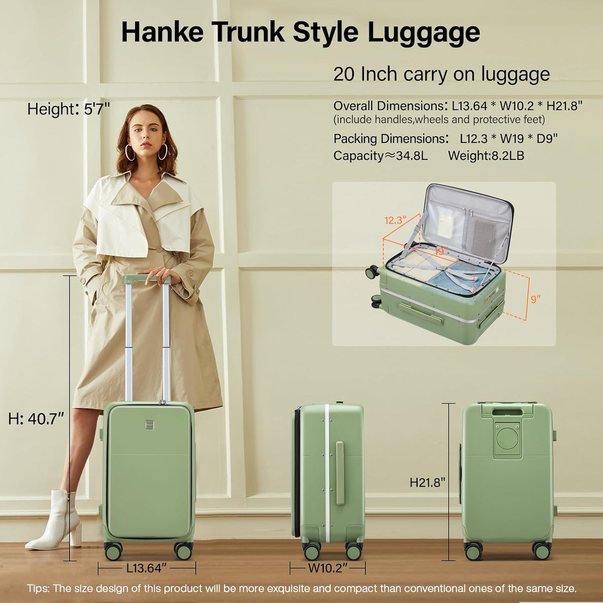 20 Inch Expandable Carry On Luggage 22x14x9 Airline Approved