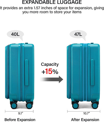 20 Inch Expandable Carry On Luggage 22x14x9 Airline Approved