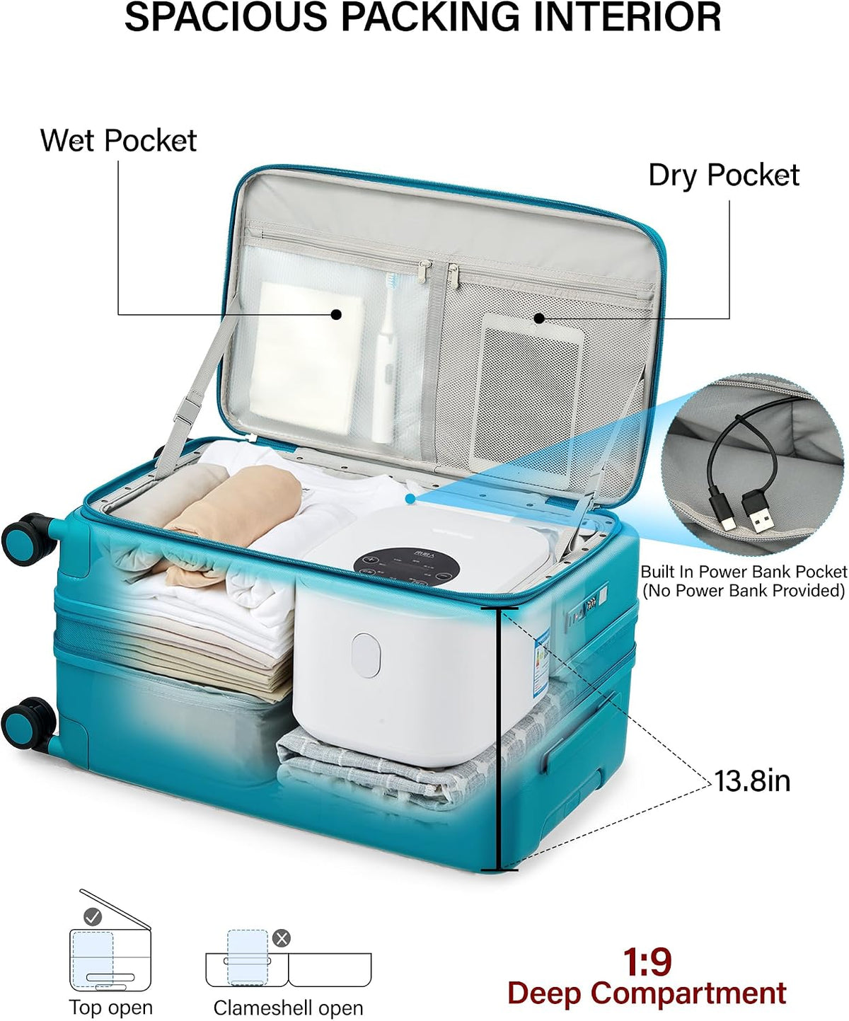 20 Inch Expandable Carry On Luggage 22x14x9 Airline Approved
