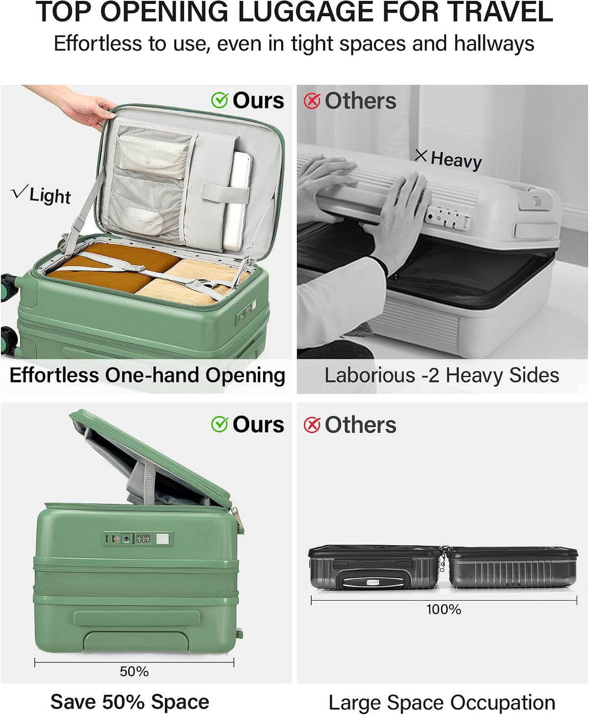 20 Inch Expandable Carry On Luggage 22x14x9 Airline Approved