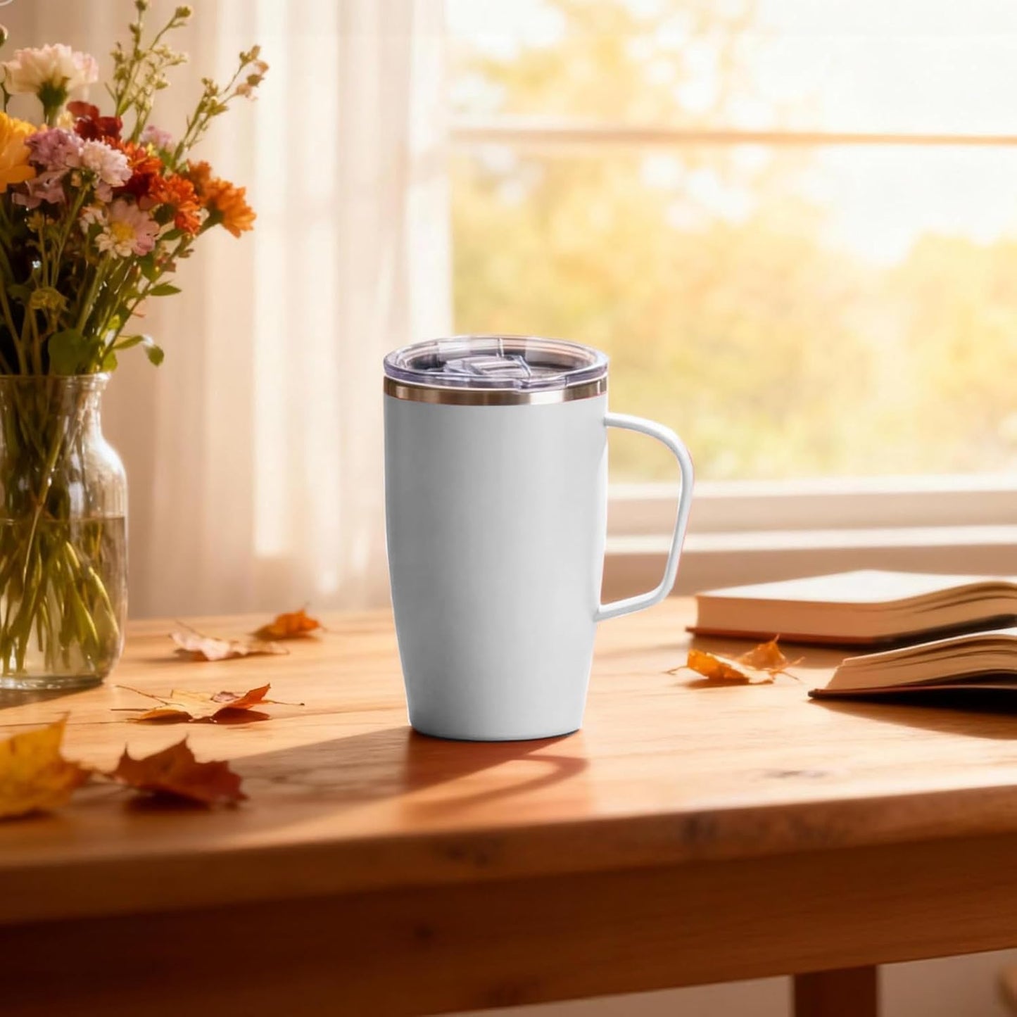 19oz Insulated Coffee Mug with Handle, Double Wall Vacuum Stainless Steel Travel Coffee Tumbler, Blue