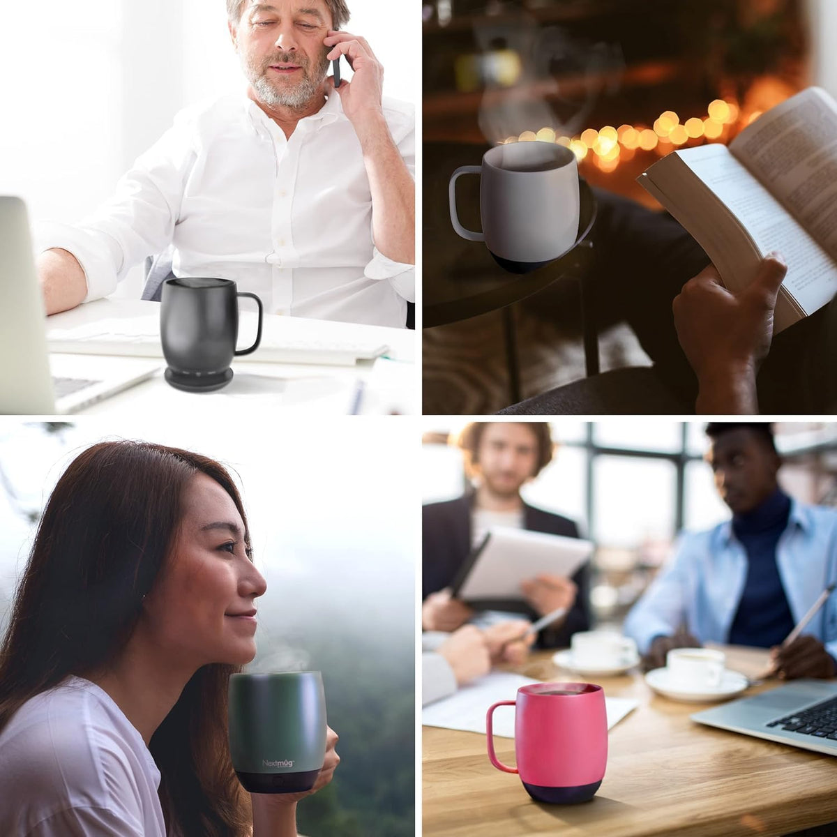 Nextmug - Temperature-Controlled, Self-Heating Coffee Mug | (Black - 14 oz.) – No App, Long-Lasting Battery for Work & Study, Great Gift for Coffee Lovers