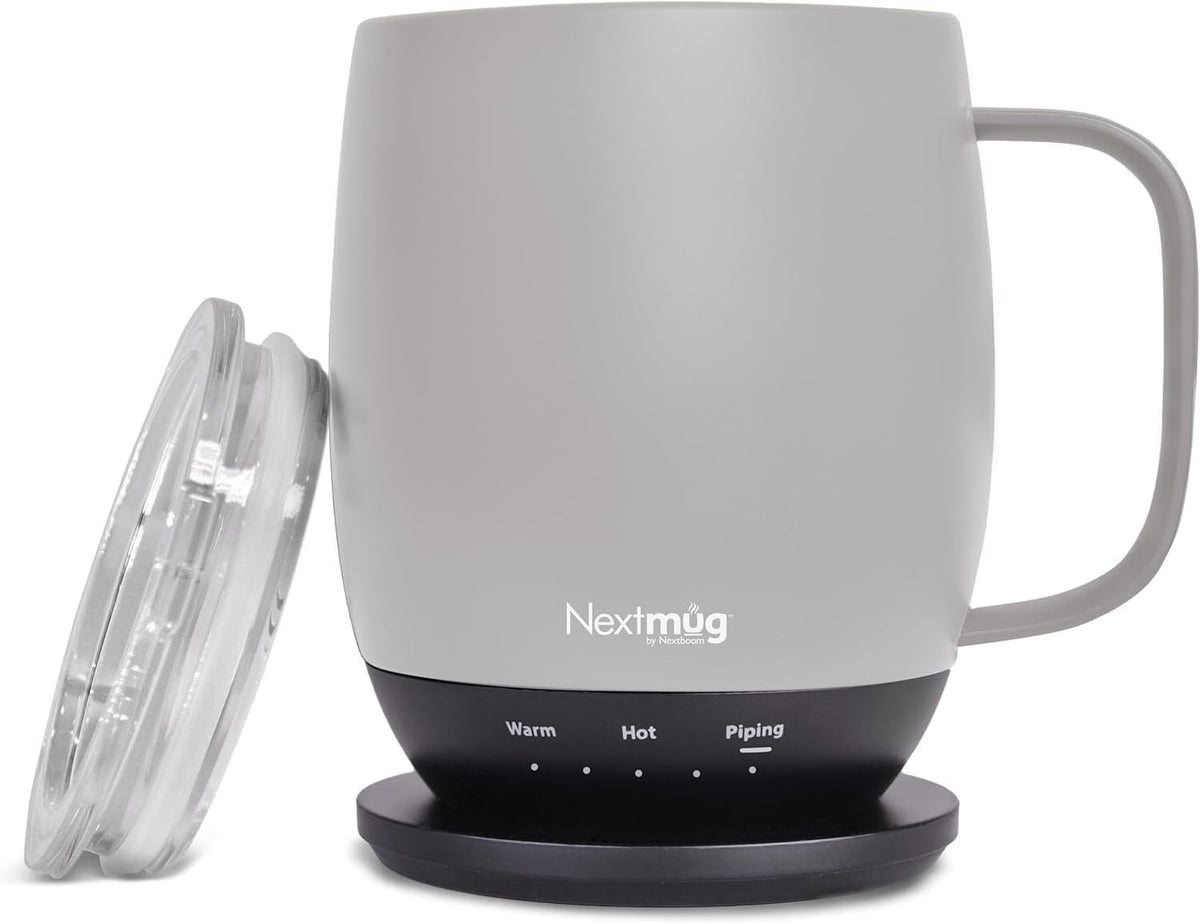 Nextmug - Temperature-Controlled, Self-Heating Coffee Mug | (Black - 14 oz.) – No App, Long-Lasting Battery for Work & Study, Great Gift for Coffee Lovers