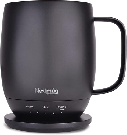 Nextmug - Temperature-Controlled, Self-Heating Coffee Mug | (Black - 14 oz.) – No App, Long-Lasting Battery for Work & Study, Great Gift for Coffee Lovers