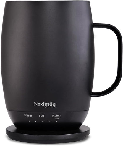 Nextmug - Temperature-Controlled, Self-Heating Coffee Mug | (Black - 14 oz.) – No App, Long-Lasting Battery for Work & Study, Great Gift for Coffee Lovers