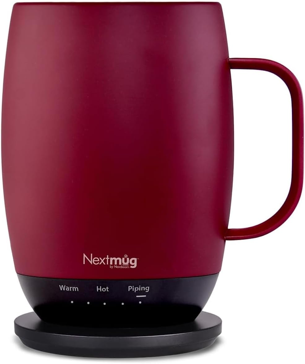 Nextmug - Temperature-Controlled, Self-Heating Coffee Mug | (Black - 14 oz.) – No App, Long-Lasting Battery for Work & Study, Great Gift for Coffee Lovers