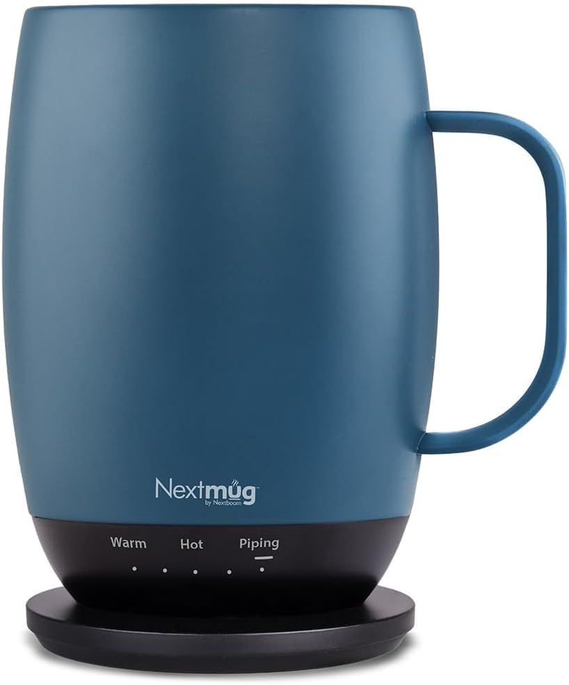 Nextmug - Temperature-Controlled, Self-Heating Coffee Mug | (Black - 14 oz.) – No App, Long-Lasting Battery for Work & Study, Great Gift for Coffee Lovers