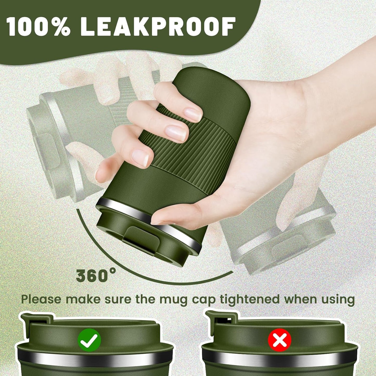 Insulated Coffee Tumblers with Flip Lid 12oz / 17oz, Stainless Steel Coffee Mug Leak Proof, Vacuum Insulated Coffee Mug Reusable Cup, Keeps Cold and Hot for Coffee Tea
