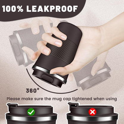Insulated Coffee Tumblers with Flip Lid 12oz / 17oz, Stainless Steel Coffee Mug Leak Proof, Vacuum Insulated Coffee Mug Reusable Cup, Keeps Cold and Hot for Coffee Tea
