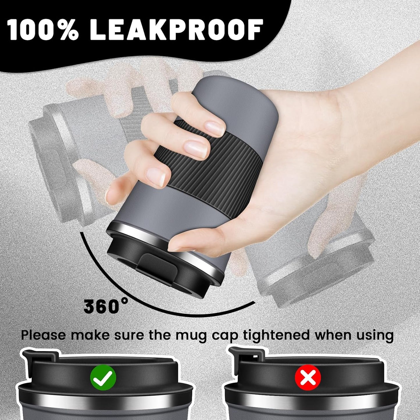 Insulated Coffee Tumblers with Flip Lid 12oz / 17oz, Stainless Steel Coffee Mug Leak Proof, Vacuum Insulated Coffee Mug Reusable Cup, Keeps Cold and Hot for Coffee Tea