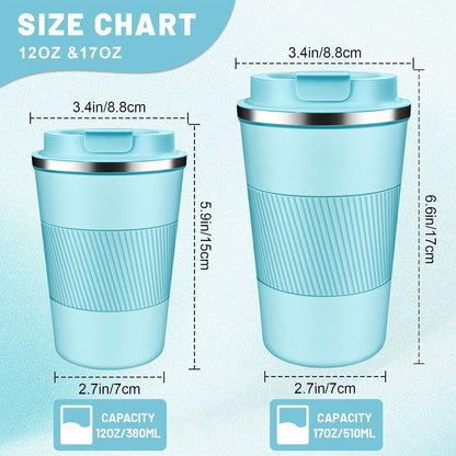 Insulated Coffee Tumblers with Flip Lid 12oz / 17oz, Stainless Steel Coffee Mug Leak Proof, Vacuum Insulated Coffee Mug Reusable Cup, Keeps Cold and Hot for Coffee Tea