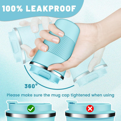 Insulated Coffee Tumblers with Flip Lid 12oz / 17oz, Stainless Steel Coffee Mug Leak Proof, Vacuum Insulated Coffee Mug Reusable Cup, Keeps Cold and Hot for Coffee Tea