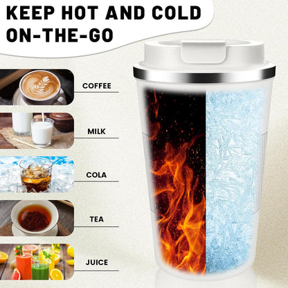 Insulated Coffee Tumblers with Flip Lid 12oz / 17oz, Stainless Steel Coffee Mug Leak Proof, Vacuum Insulated Coffee Mug Reusable Cup, Keeps Cold and Hot for Coffee Tea
