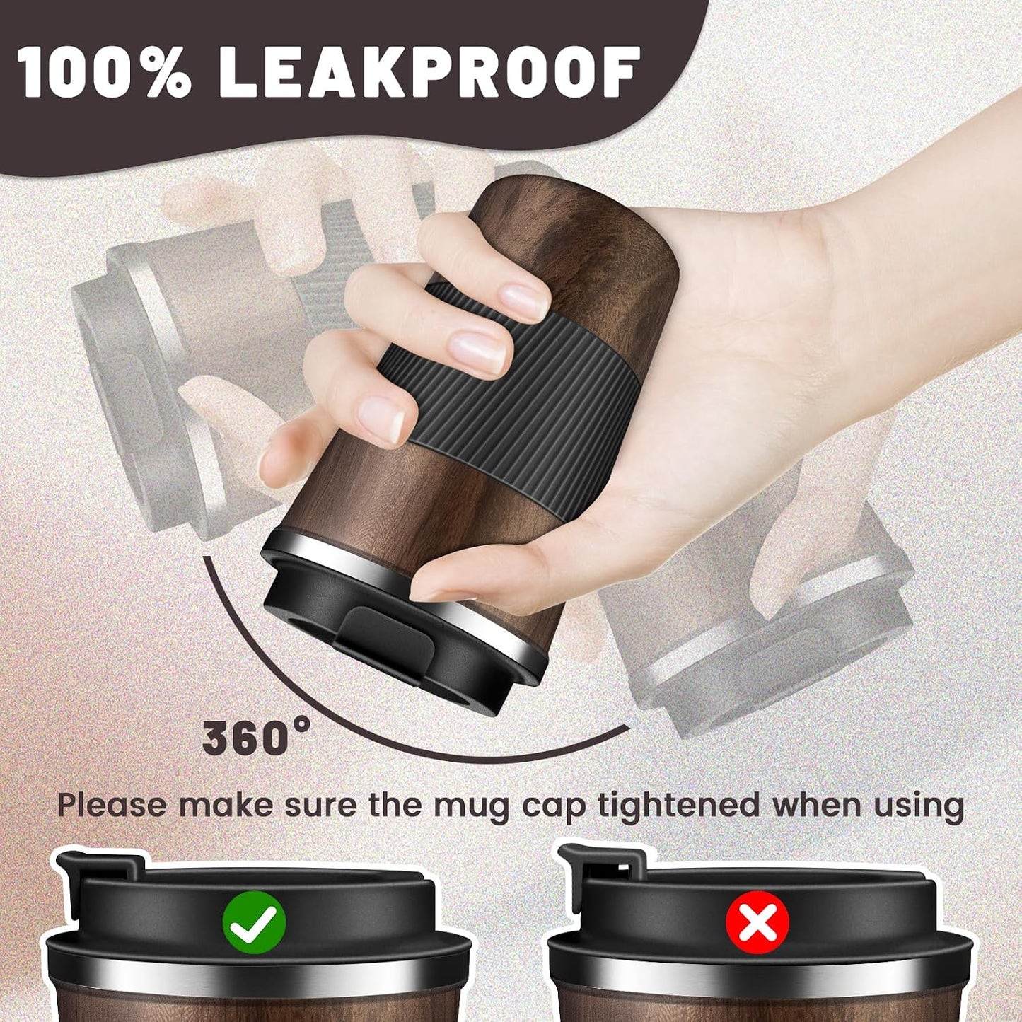 Insulated Coffee Tumblers with Flip Lid 12oz / 17oz, Stainless Steel Coffee Mug Leak Proof, Vacuum Insulated Coffee Mug Reusable Cup, Keeps Cold and Hot for Coffee Tea
