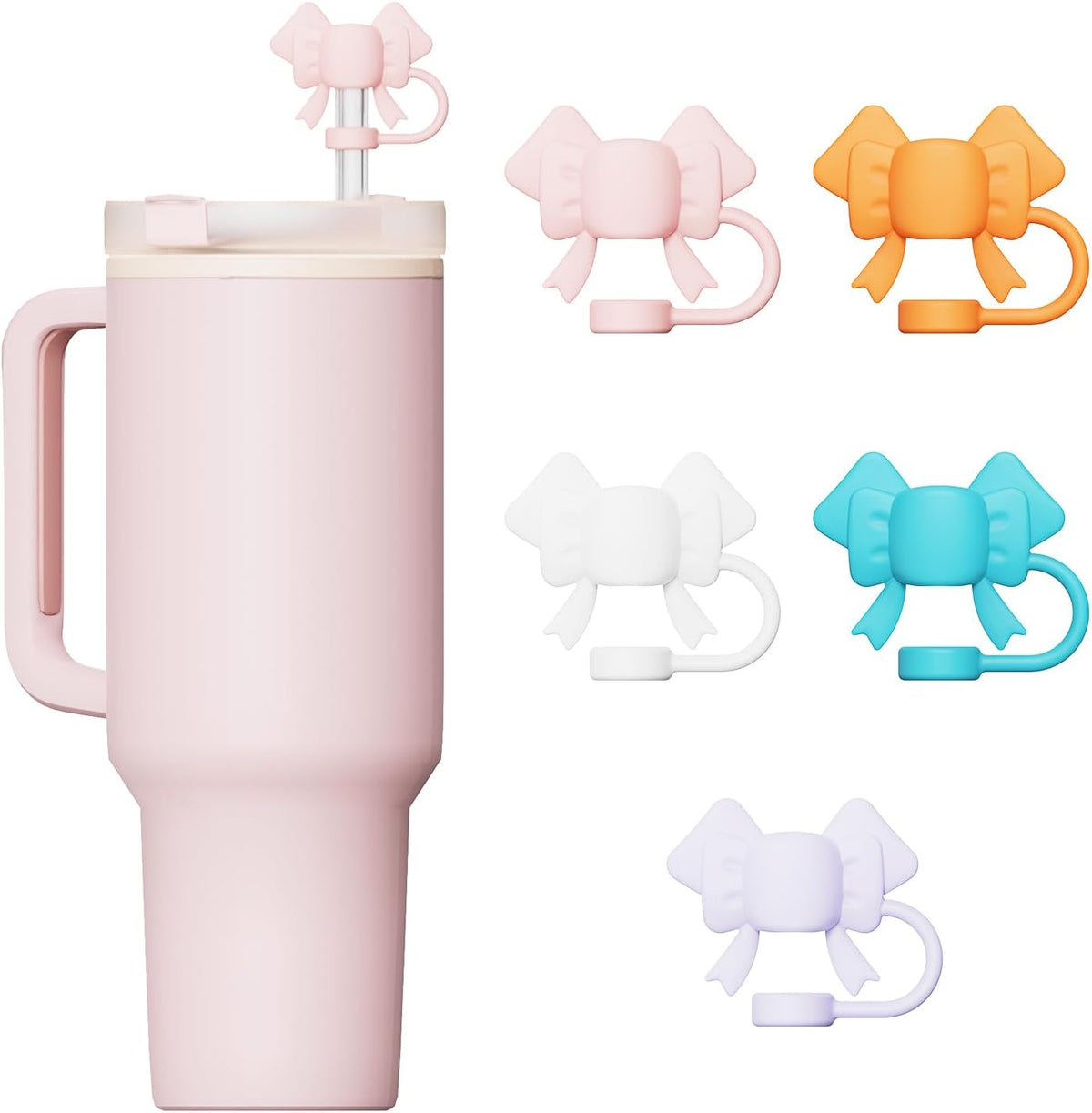 Silicone Straw Holder with 6 Slots for Cabinet Fridge Cupboard Door (Blue)