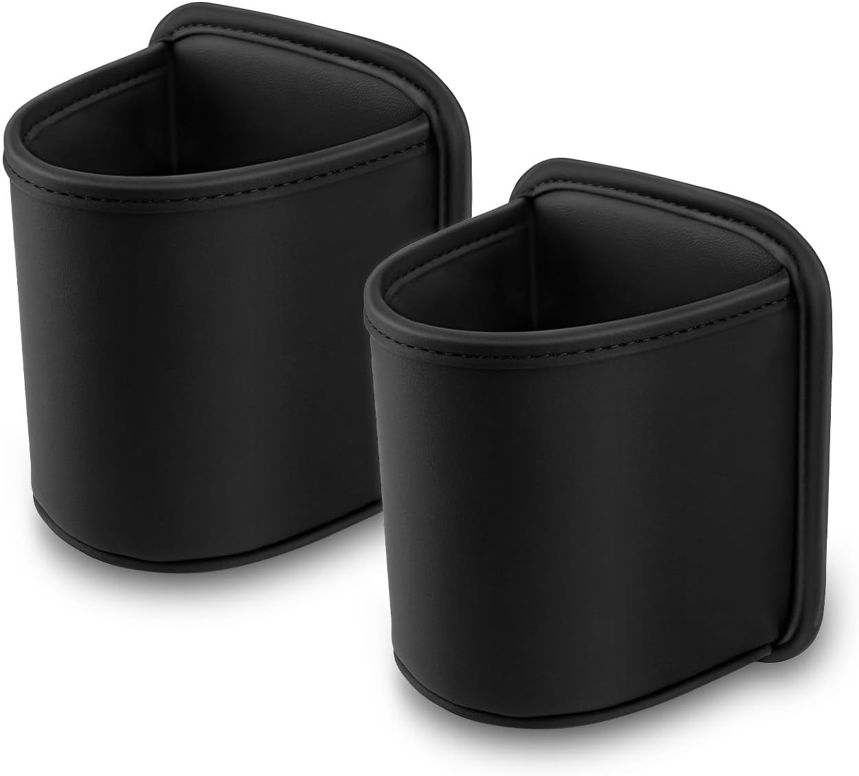 2 Pack Clip On Cup Holder for Car Door Organizer Seat Automotive Extra Drink Coffee Holders Premium PU Leather Black