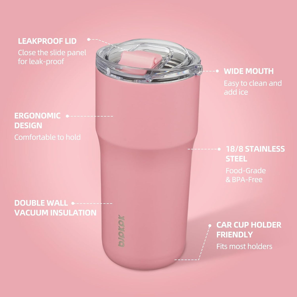 20oz Spill Proof Coffee Tumbler, Insulated Stainless Steel Cup