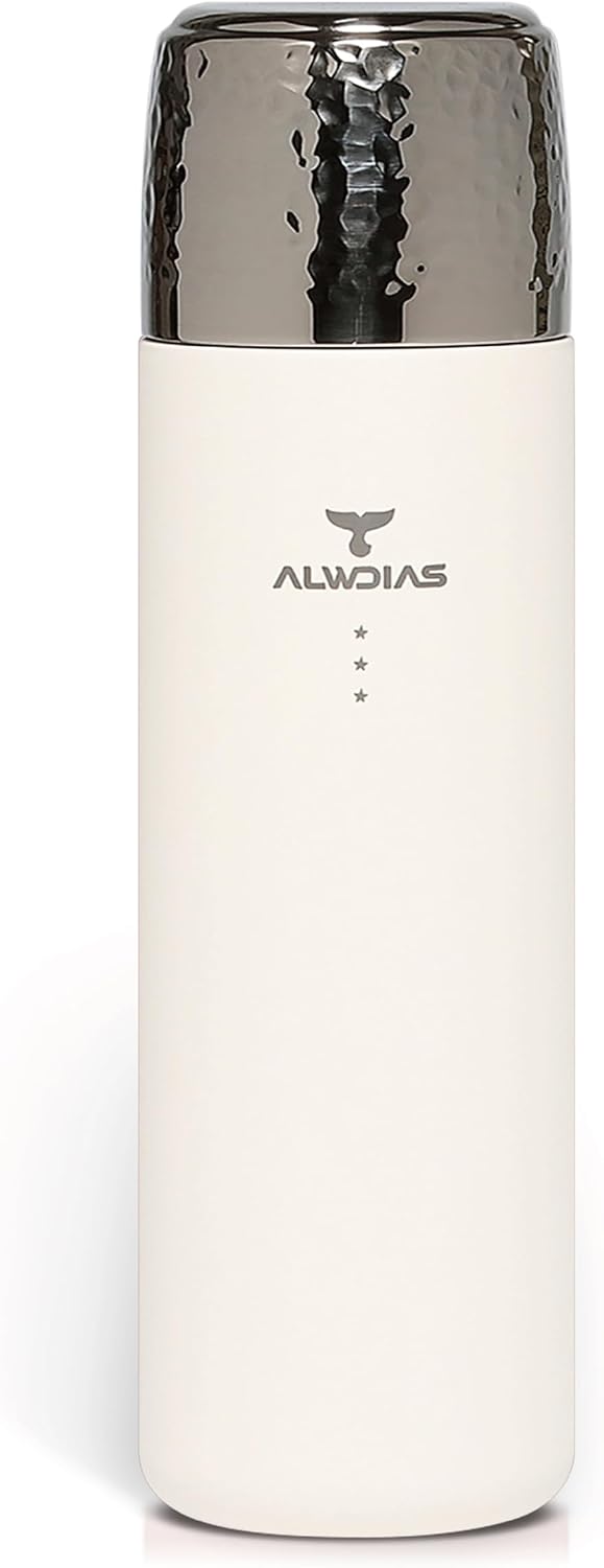 Thrista Vacuum Insulated Stainless Steel Flask, 16.9oz, White Cream | 316 Stainless Steel, Hot & Cold Drinks, Leak-Proof, Titanium Infuser, Compact Design