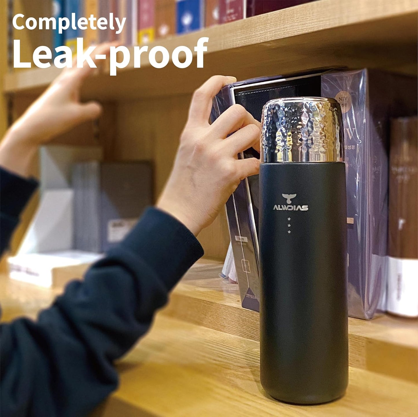 Thrista Vacuum Insulated Stainless Steel Flask, 16.9oz, White Cream | 316 Stainless Steel, Hot & Cold Drinks, Leak-Proof, Titanium Infuser, Compact Design