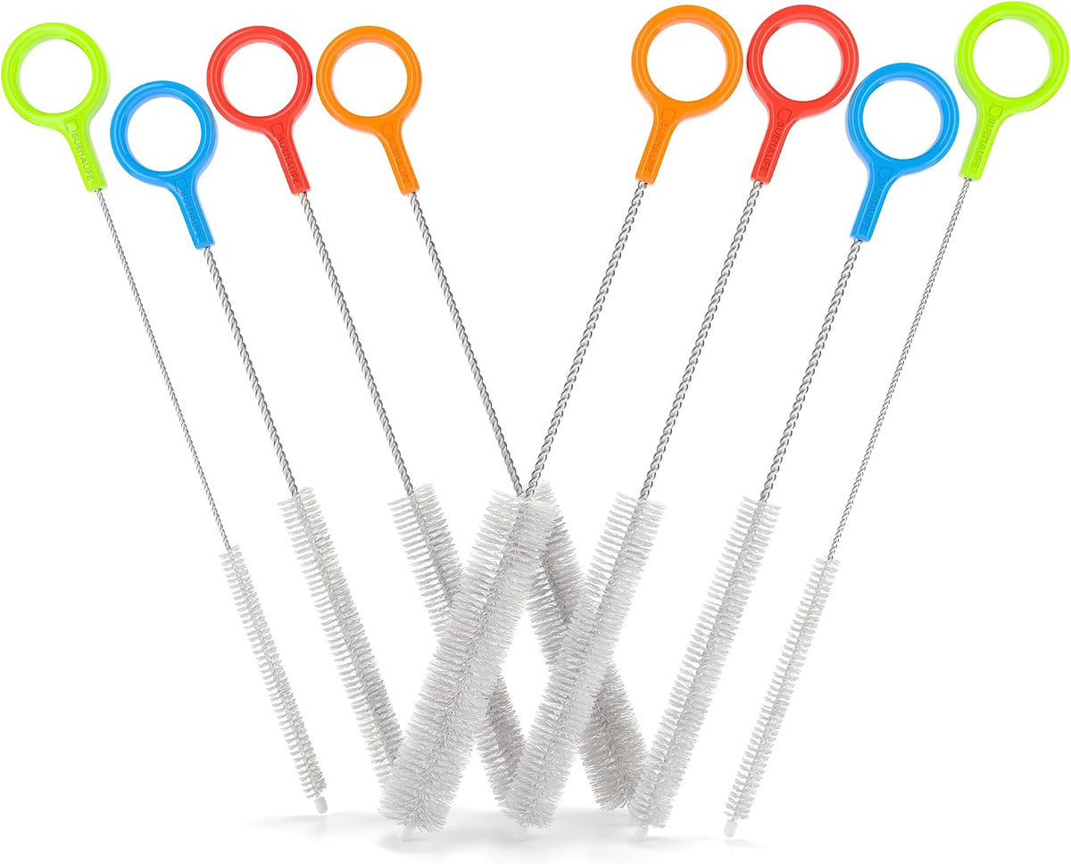 Heavy Duty Cleaning Brushes Set of 4 - Extra Long Straw Cleaners for Metal and Plastic Reusable Drinking Straws, to Clean Small Spaces, Sippy Cups, Water Bottles - Sturdy Hard Brush Bristles
