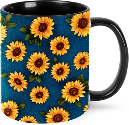 Sunflower Coffee Mug Ceramic Tea Cup With Handle Funny Porcelain Mugs for Women Dishwasher Microwave Safe 11oz