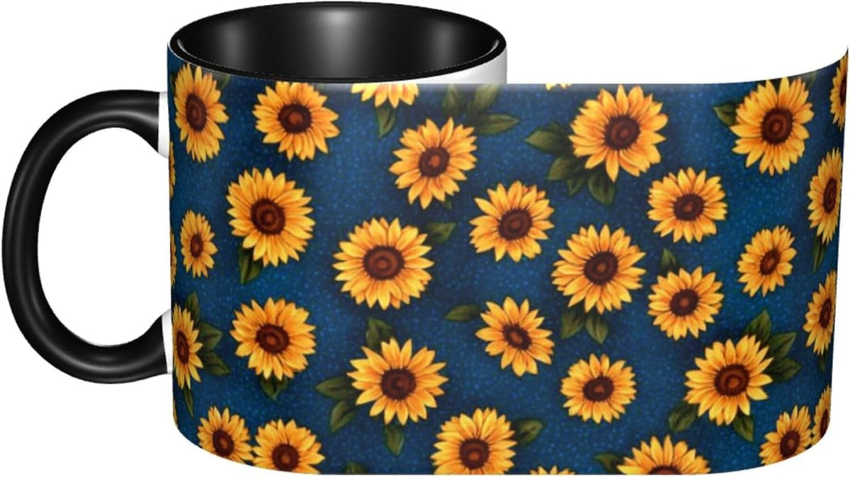 Sunflower Coffee Mug Ceramic Tea Cup With Handle Funny Porcelain Mugs for Women Dishwasher Microwave Safe 11oz