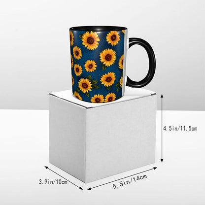 Sunflower Coffee Mug Ceramic Tea Cup With Handle Funny Porcelain Mugs for Women Dishwasher Microwave Safe 11oz