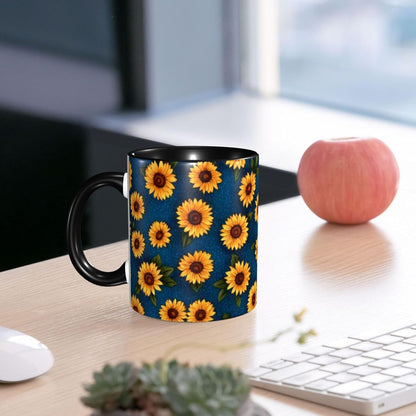 Sunflower Coffee Mug Ceramic Tea Cup With Handle Funny Porcelain Mugs for Women Dishwasher Microwave Safe 11oz