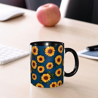 Sunflower Coffee Mug Ceramic Tea Cup With Handle Funny Porcelain Mugs for Women Dishwasher Microwave Safe 11oz