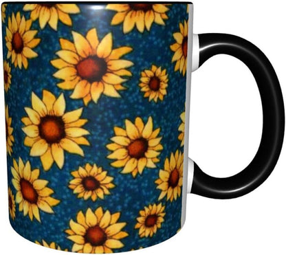 Sunflower Coffee Mug Ceramic Tea Cup With Handle Funny Porcelain Mugs for Women Dishwasher Microwave Safe 11oz