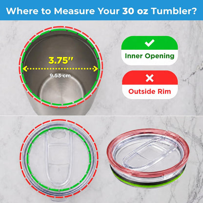 30 oz Tumbler Lids, 3.75" Replacement Lid with Slider, 4 pcs