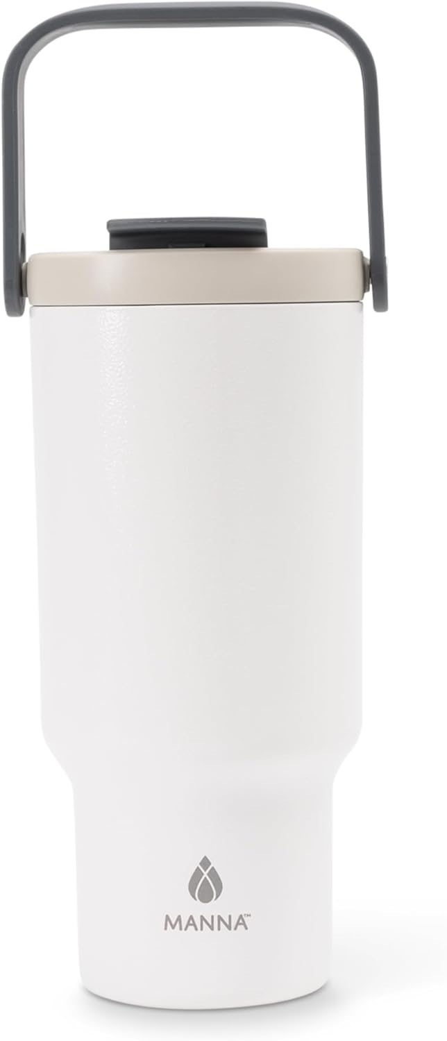 Tote Insulated Stainless Steel Tumbler with Dual Lid Function - 32 Oz - Gray Leather