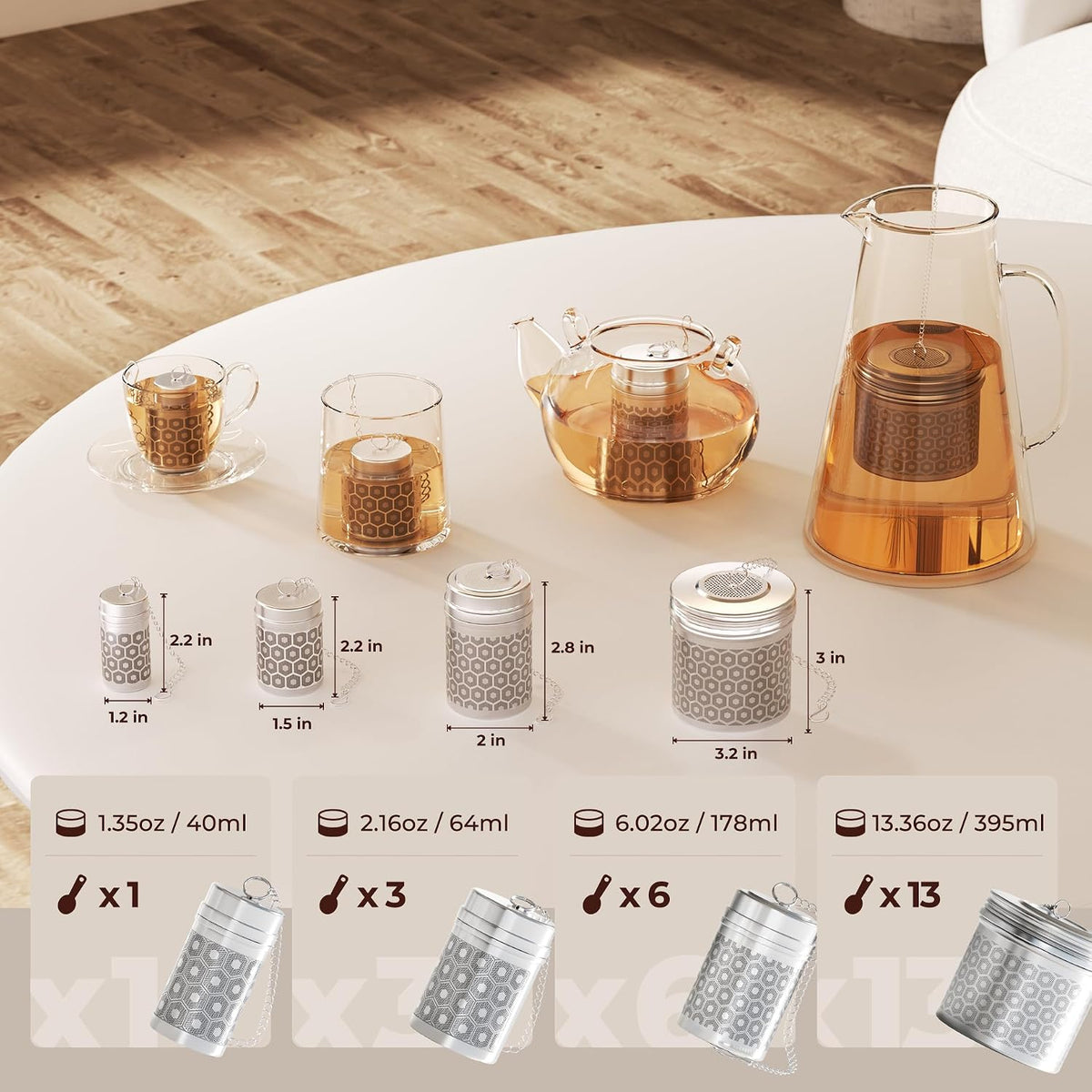 Extra Fine Mesh Tea Infuser for Loose Leaf Tea Steeper 1.5”x2.2”