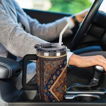Leakproof Car Cup Vacuum Sealed With Lid For Office Crystal Clear Blue Water Ripple Print Drinkware Light Rose Red-style-5 - Colors A