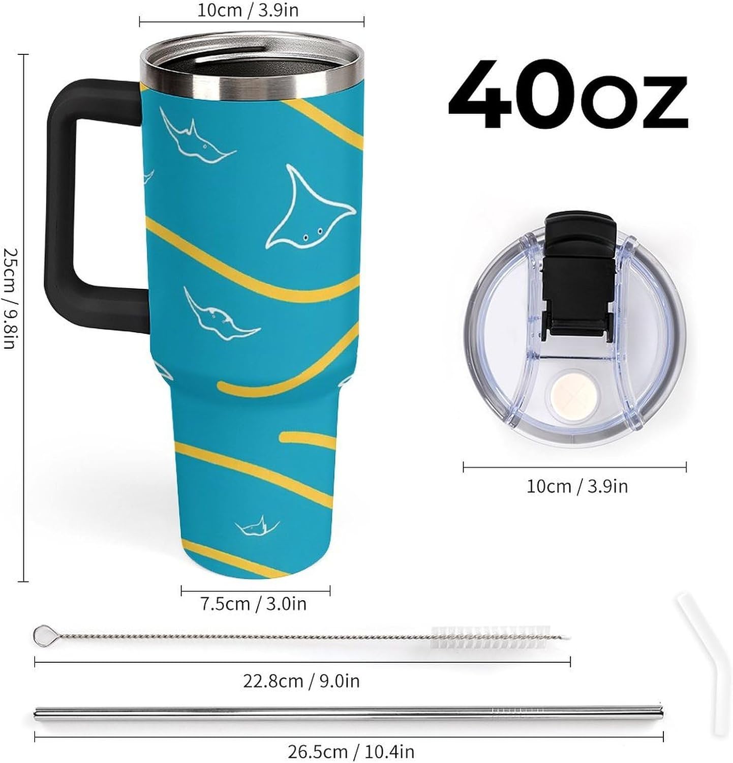 Leakproof Car Cup Vacuum Sealed With Lid For Office Crystal Clear Blue Water Ripple Print Drinkware Light Rose Red-style-5 - Colors A