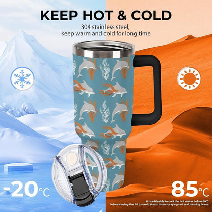 Leakproof Car Cup Vacuum Sealed With Lid For Office Crystal Clear Blue Water Ripple Print Drinkware Light Rose Red-style-5 - Colors A