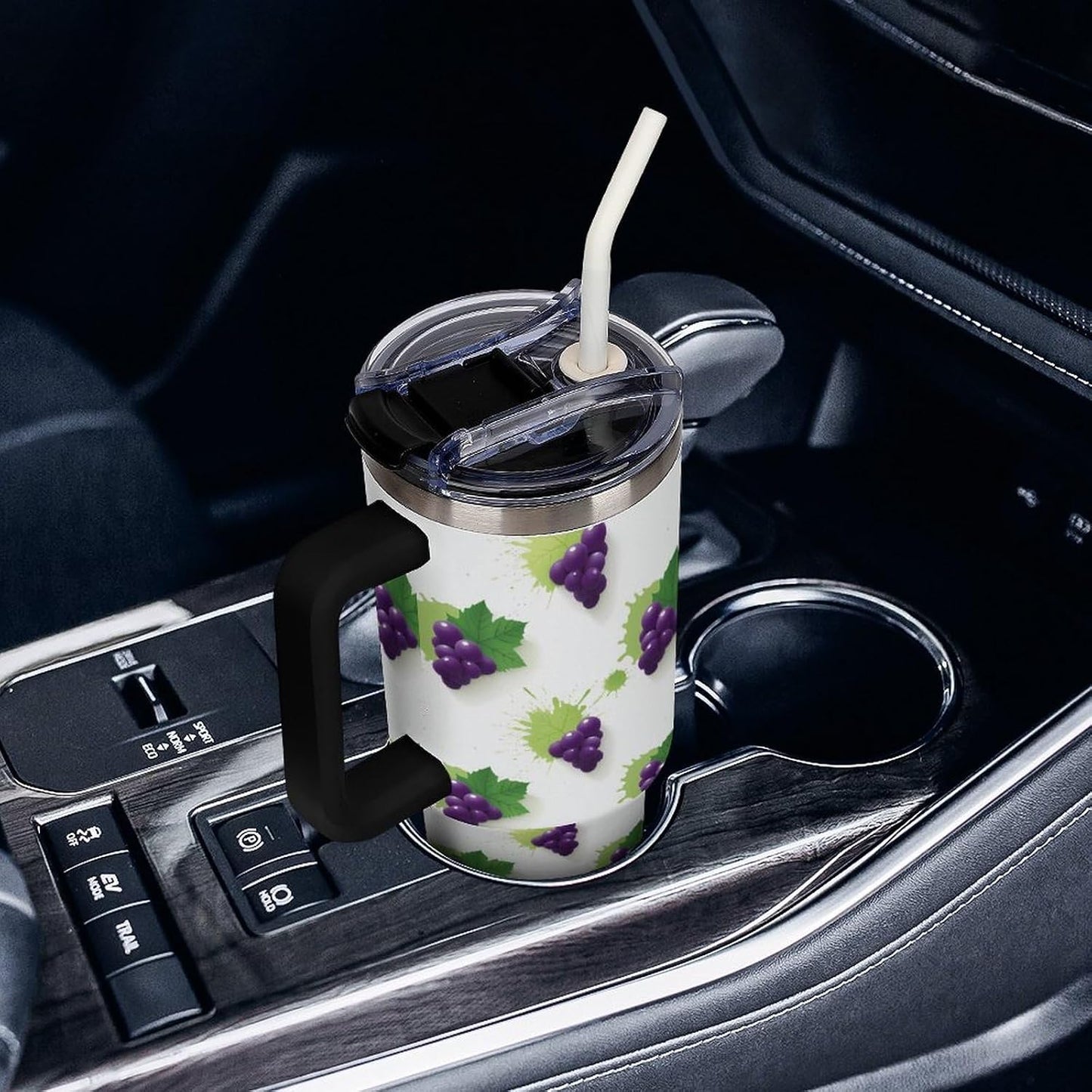 Leakproof Car Cup Vacuum Sealed With Lid For Office Crystal Clear Blue Water Ripple Print Drinkware Light Rose Red-style-5 - Colors A