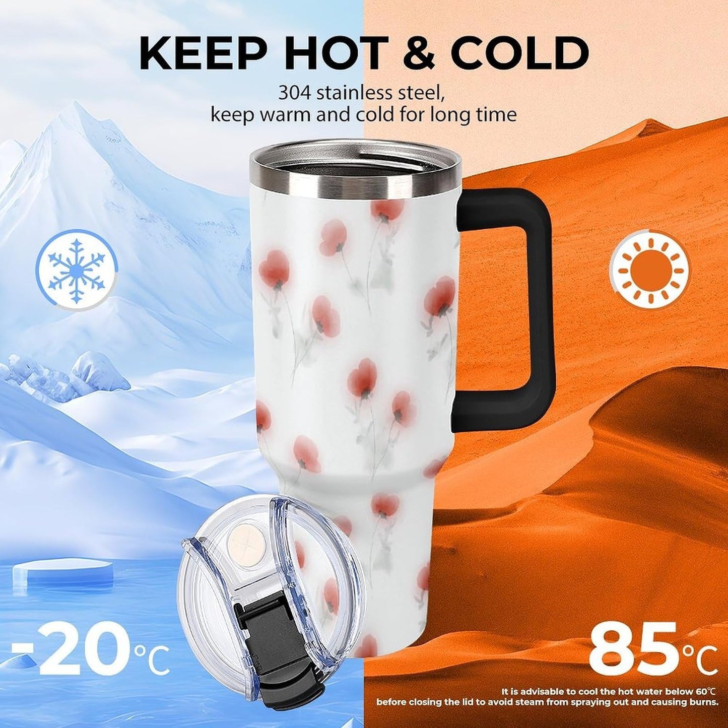 Leakproof Car Cup Vacuum Sealed With Lid For Office Crystal Clear Blue Water Ripple Print Drinkware Light Rose Red-style-5 - Colors A