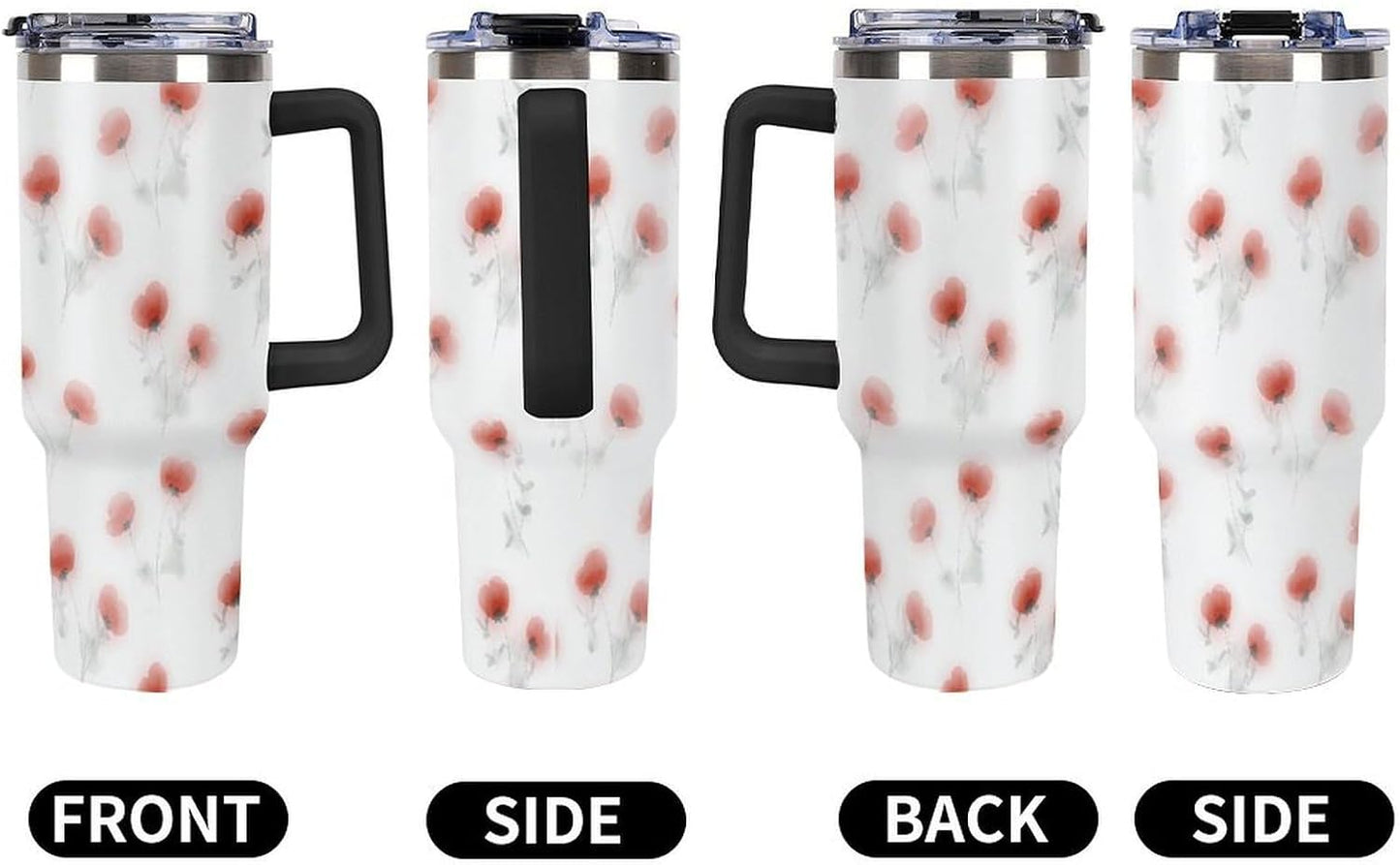 Leakproof Car Cup Vacuum Sealed With Lid For Office Crystal Clear Blue Water Ripple Print Drinkware Light Rose Red-style-5 - Colors A