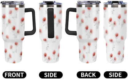 Leakproof Car Cup Vacuum Sealed With Lid For Office Crystal Clear Blue Water Ripple Print Drinkware Light Rose Red-style-5 - Colors A