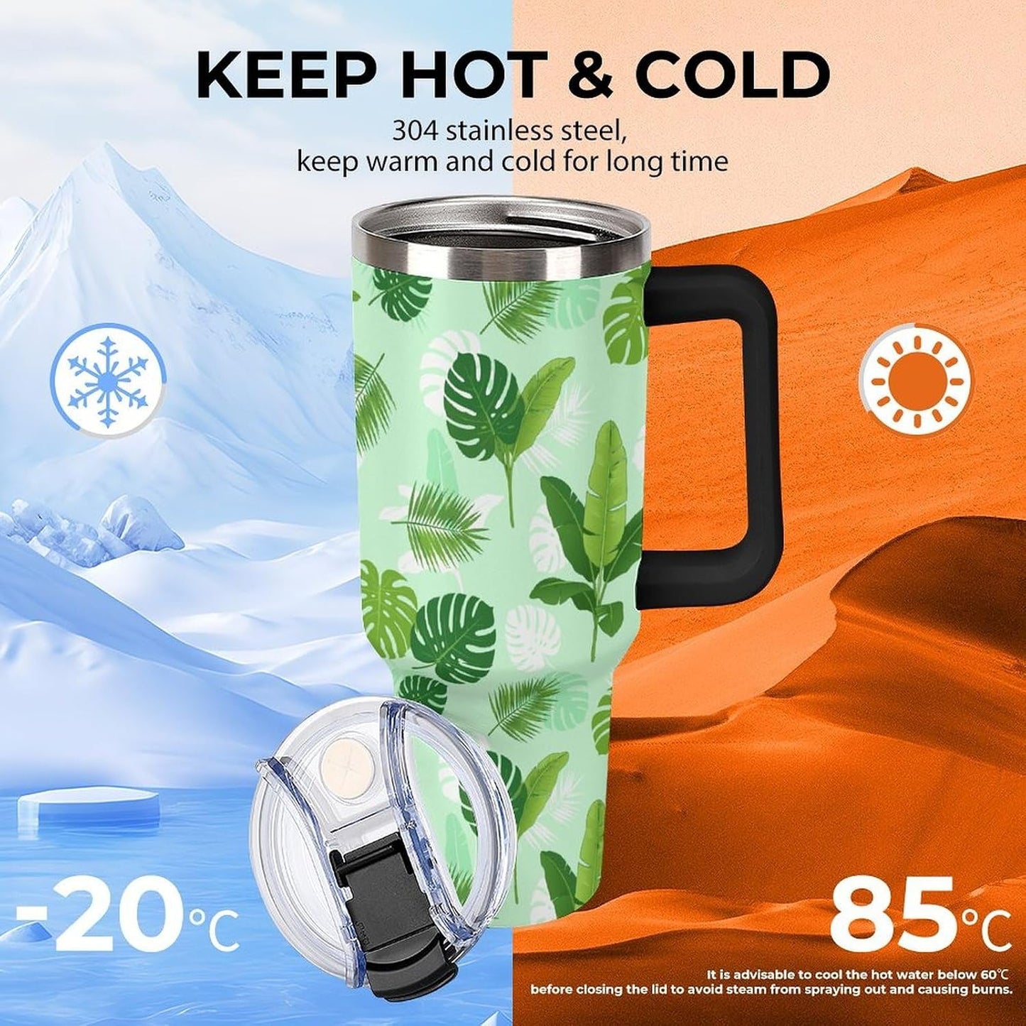 Leakproof Car Cup Vacuum Sealed With Lid For Office Crystal Clear Blue Water Ripple Print Drinkware Light Rose Red-style-5 - Colors A