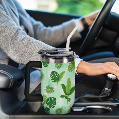 Leakproof Car Cup Vacuum Sealed With Lid For Office Crystal Clear Blue Water Ripple Print Drinkware Light Rose Red-style-5 - Colors A