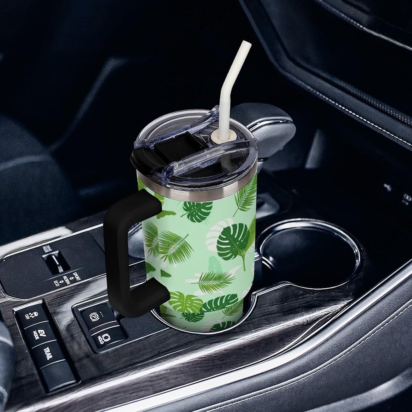 Leakproof Car Cup Vacuum Sealed With Lid For Office Crystal Clear Blue Water Ripple Print Drinkware Light Rose Red-style-5 - Colors A